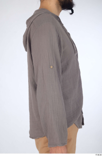 Turgen arm casual dressed grey linen hooded shirt sleeve upper…